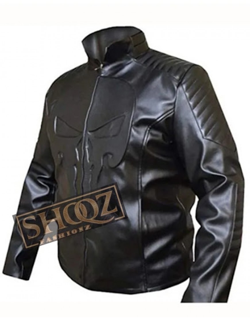 The Punisher Black Skull Biker Jacket